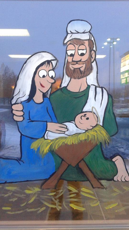 Christmas Window Painting 2015 Nativity