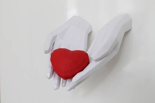 Hands Holding heart Papercraft DIY templates