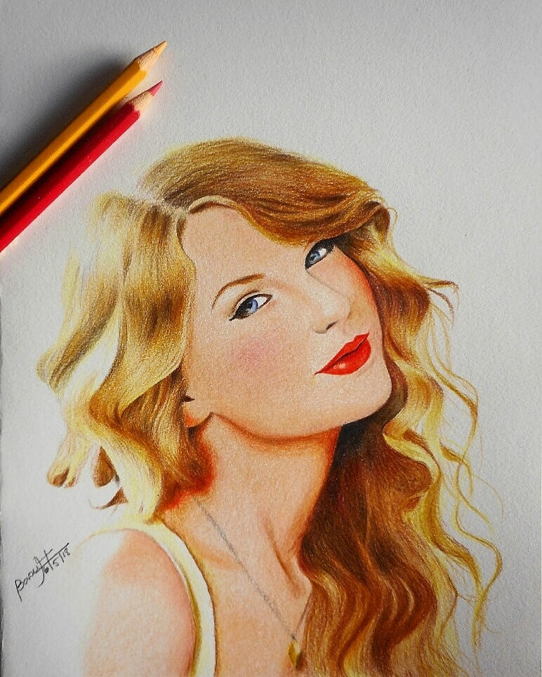 artistiq on X: A sketch of Taylor Swift, drawn with brown pencils