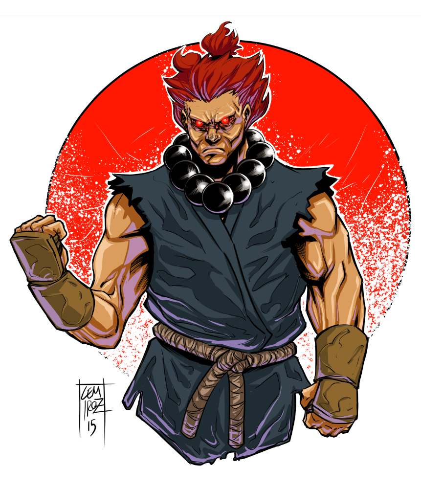 akuma (street fighter) drawn by oetaro