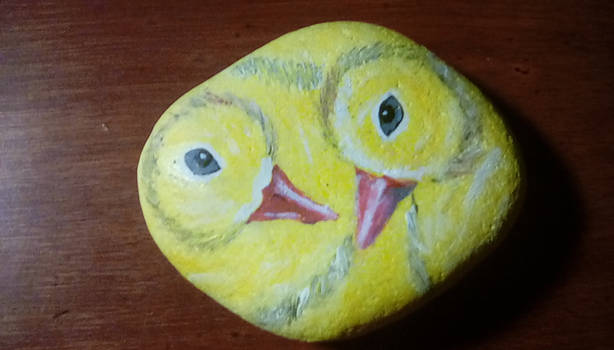 2 Ducklings Acrylic Stone Painting