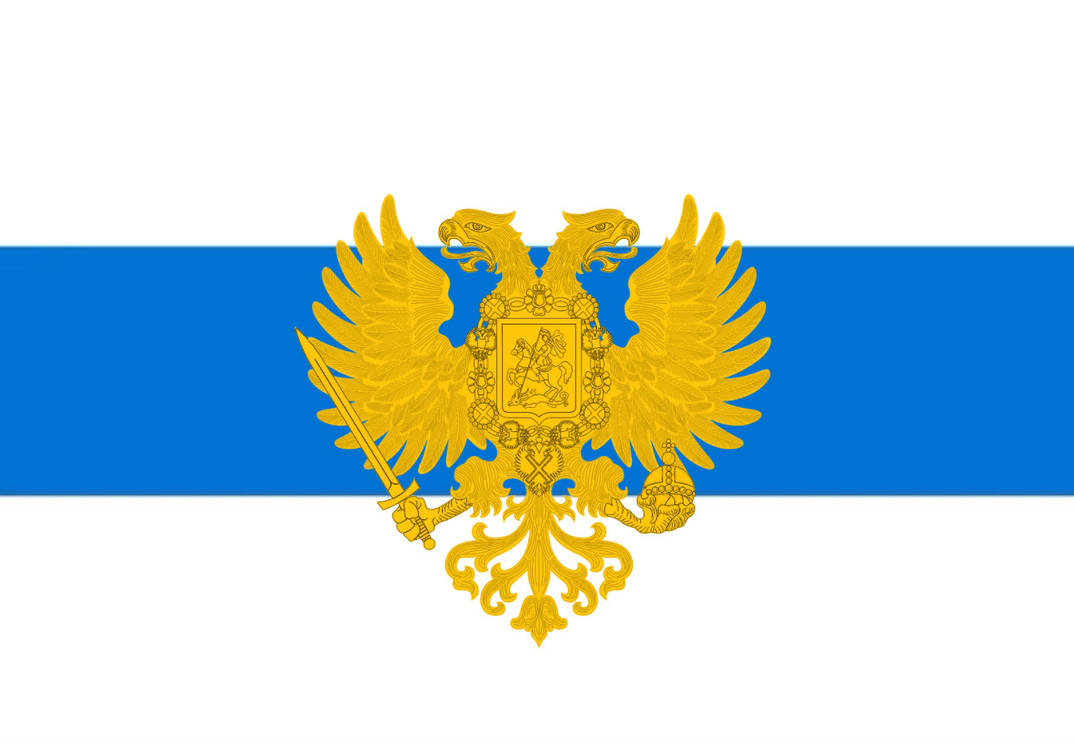 Free Russia flag+Gold Russian State coat of arms by CTGonYT on