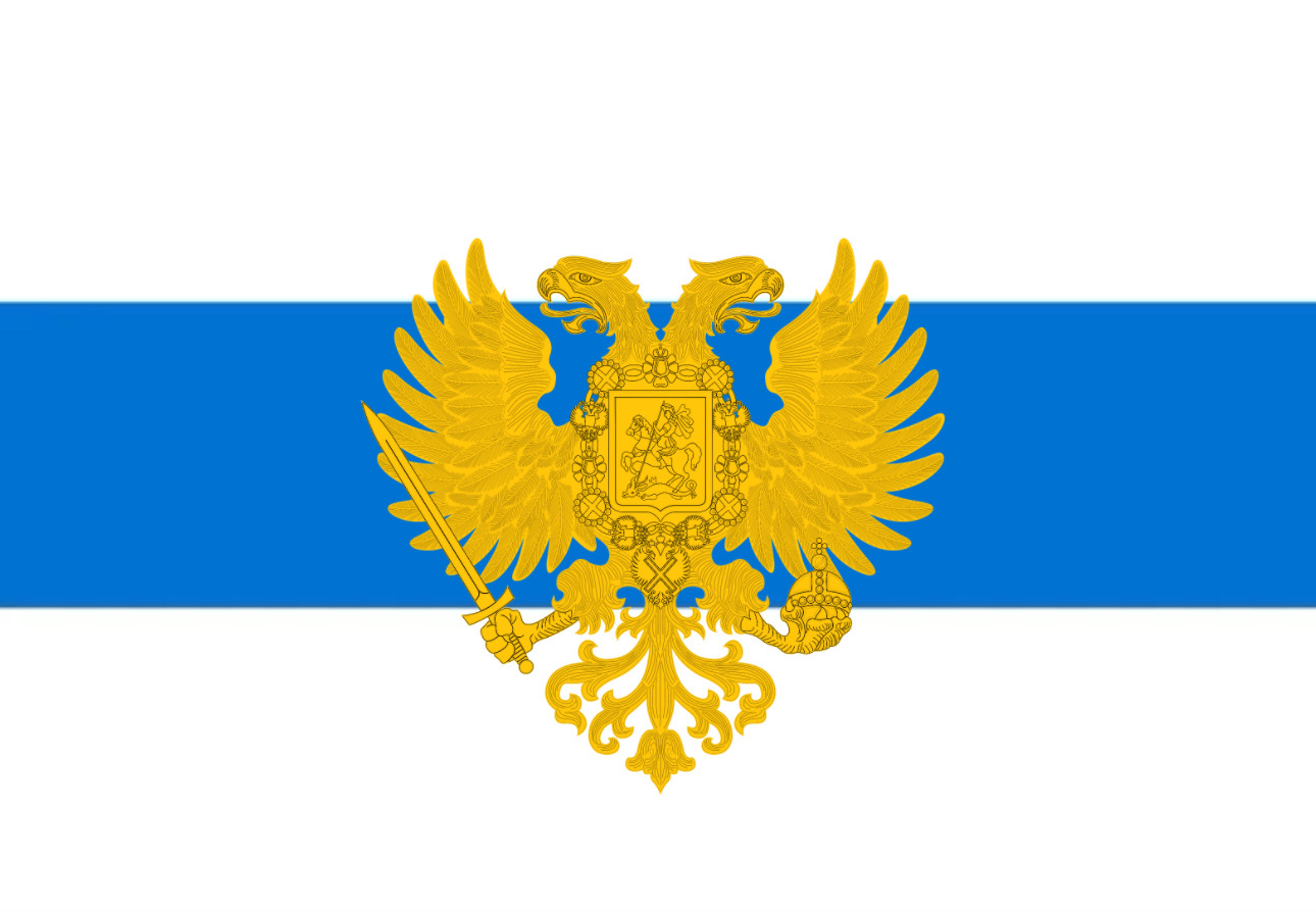 Free Russia flag+Gold Russian State coat of arms by CTGonYT on