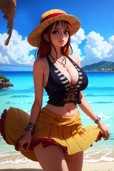 Nami with Luffy's hat