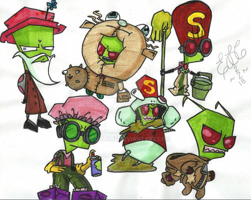 Colored Zim Doodles