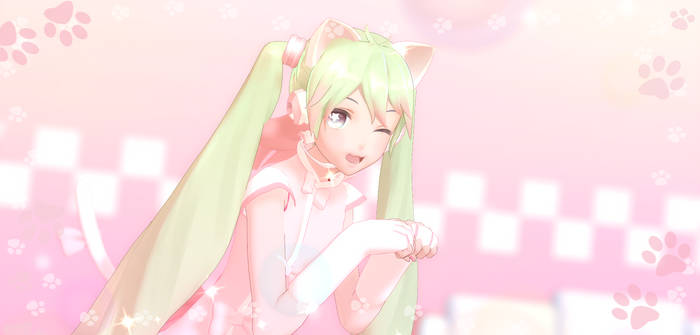 MMD YYB model dl ribbon meow miku /no password/