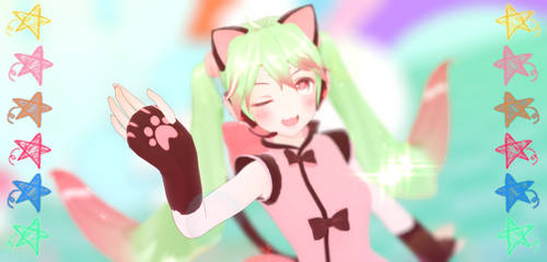 MMD YYB model dl ribbon meow miku black ver