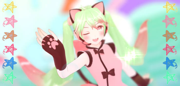 MMD YYB model dl ribbon meow miku black ver