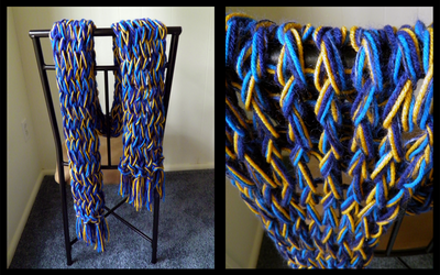 Big Blue and Gold Knit Scarf