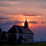 Village church at sunset