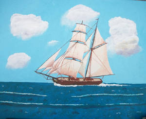 Brig Susan S. under all sail, larboard tack