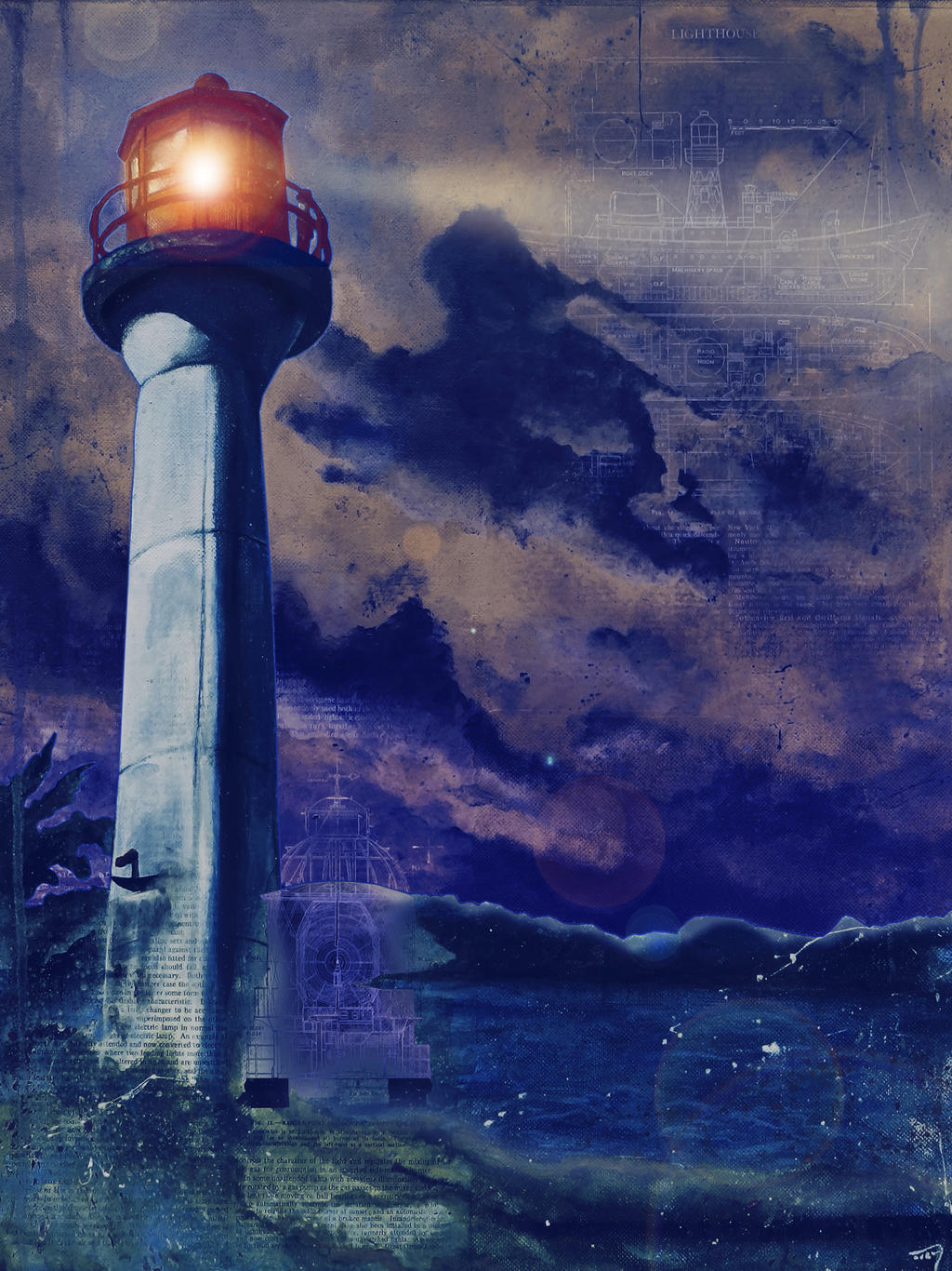 Mayne Island Cloud and Lighthouse (dark)