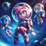 Amy rose, sonic and tails astronauts IA