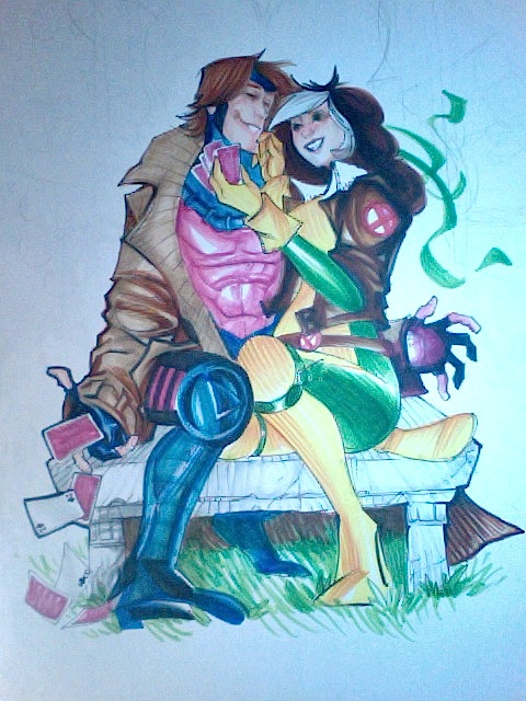 Gambit VS Rogue commission work in progress