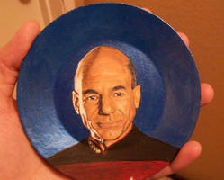 Captain Picard (Star Trek:TNG) painted onto plate