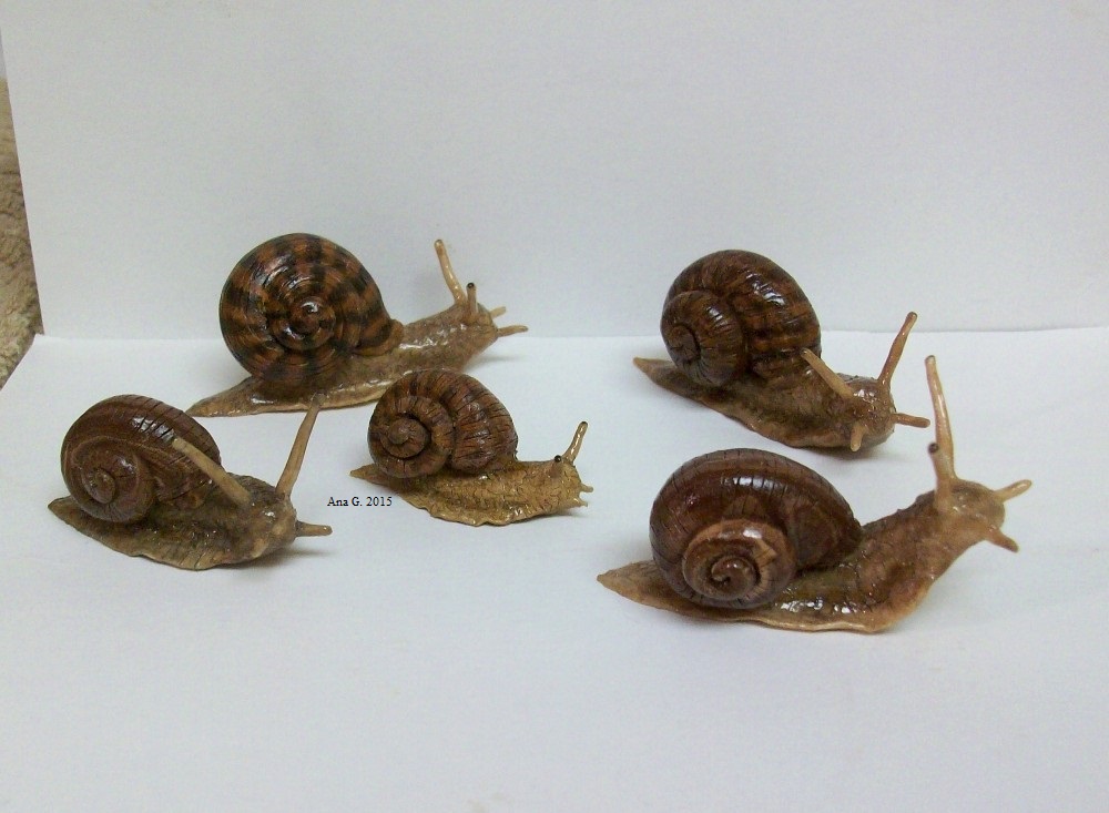 Polymer clay snails