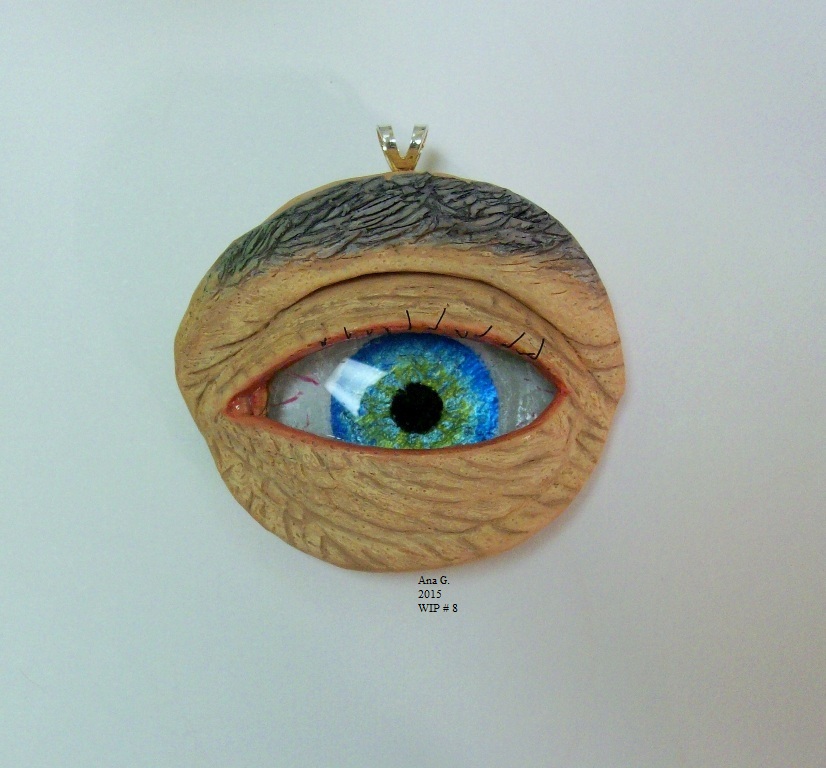 WIP # 8 Polymer clay and glass gem eye