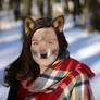 Red Wolf Girl in the Snow