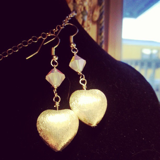 german silver hearts and crystal