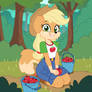 Applejack The Collie Dog is picking an apples