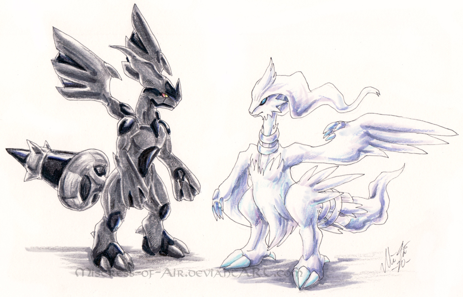 Zekrom, Reshiram by aryxaart on DeviantArt