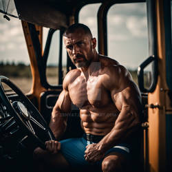 Muscle Russian brutal truck driver, 35 years old,