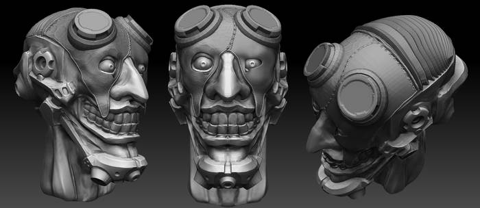 Steampunk whacko head sculpt