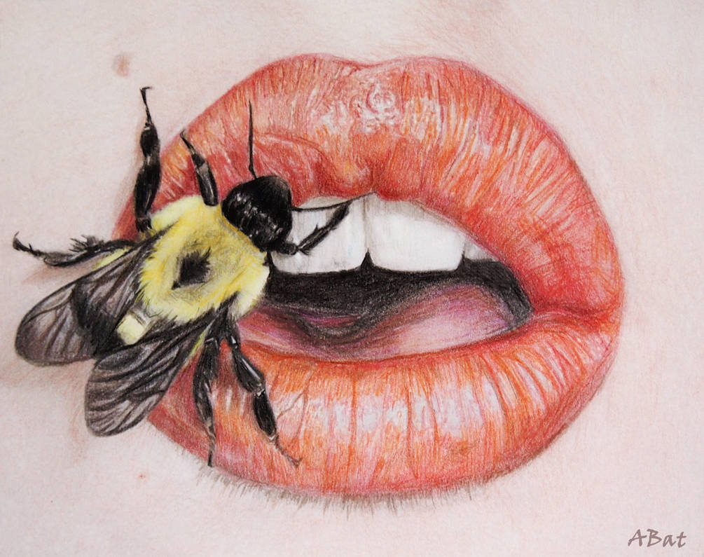 Bee on lips