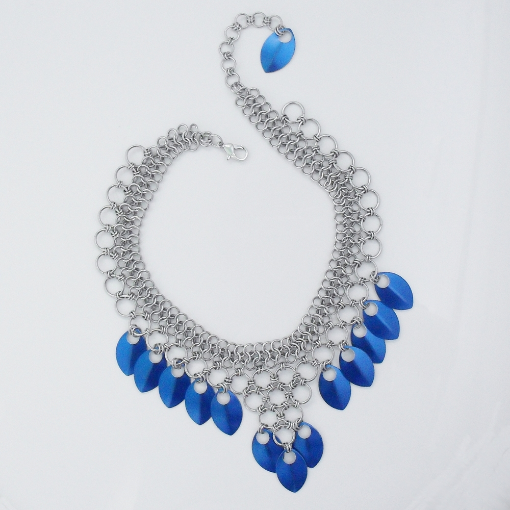 Blue Scale Chain Mail Choker