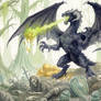 Black Dragon Watercolor Painting