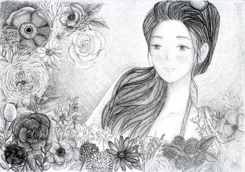 Girl with flowers