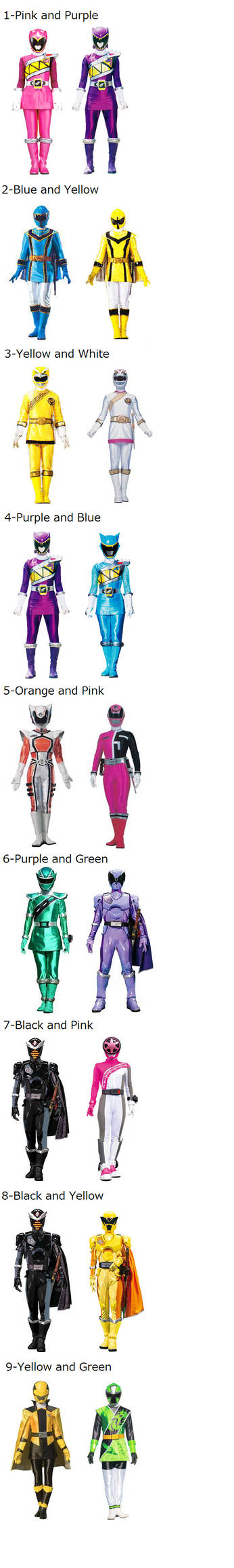 New colors for Super Sentai female duos by M41456 on DeviantArt