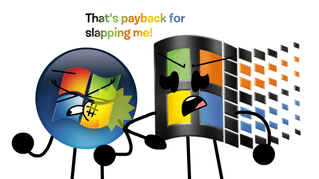 Windows 98 slaps Windows Vista back by Violetskittle on DeviantArt