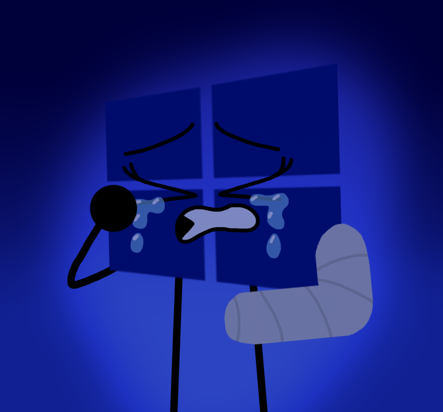 Windows 8.1's crying about her broken arm by Violetskittle on DeviantArt