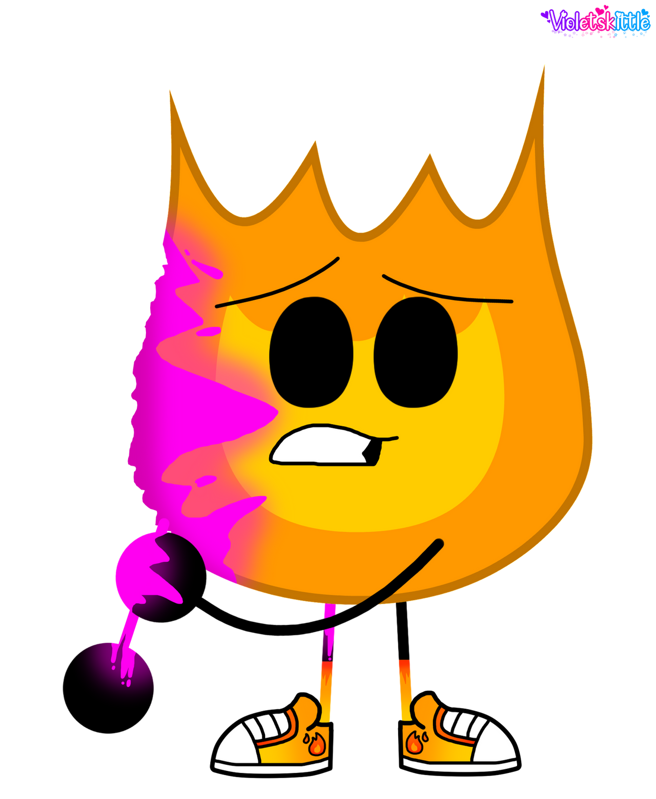 Firey Note Damaged Firey (REMAKE) by Violetskittle on DeviantArt