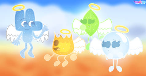 Angel Four meeting the BFDI Final 3 in heaven