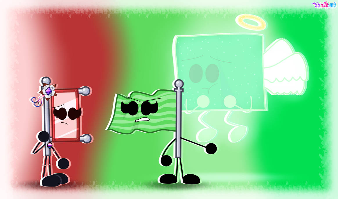 Banner-Bot meets Flaggy and Green Screen by Violetskittle on DeviantArt