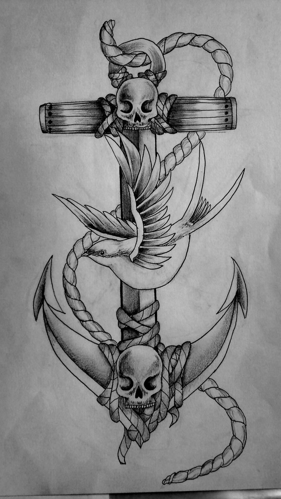 Anchor and Sparrow Tattoo by kirstynoelledavies on DeviantArt