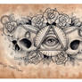 Illuminati and Skull chest tattoo design (scanned)