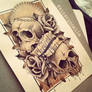 Memento Mori Skull and Rose Tattoo Design