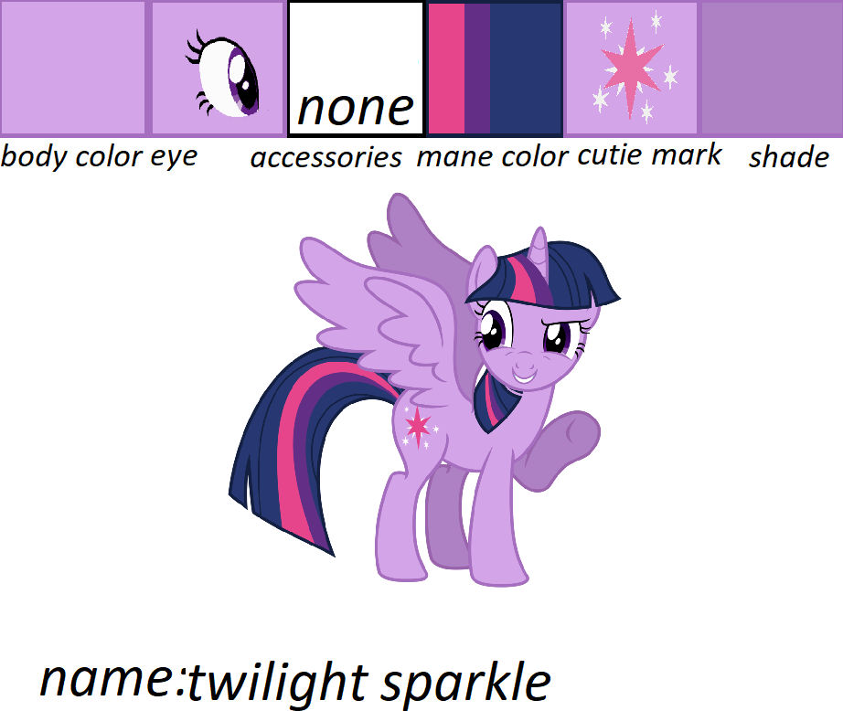 Twilight Sparkle 's Color Chart by splashiesarts on DeviantArt