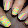 Pastel Stripes and Hearts Nails
