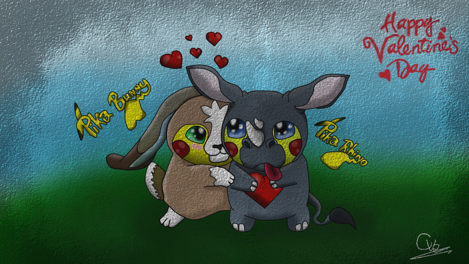 Pikachu bunny and Rhino Valentine love by ConceivedRaptor on DeviantArt