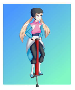 Romelle on a pogo stick