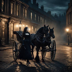 Beautiful black haired gothic female walking throu