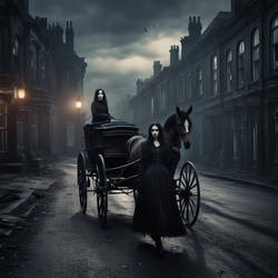Beautiful black haired gothic female walking throu