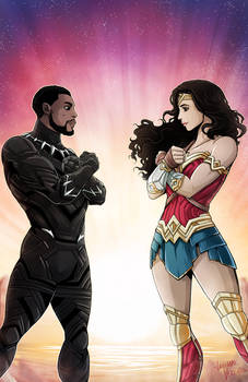 Black Panther and Wonder Woman Empowering Heroes