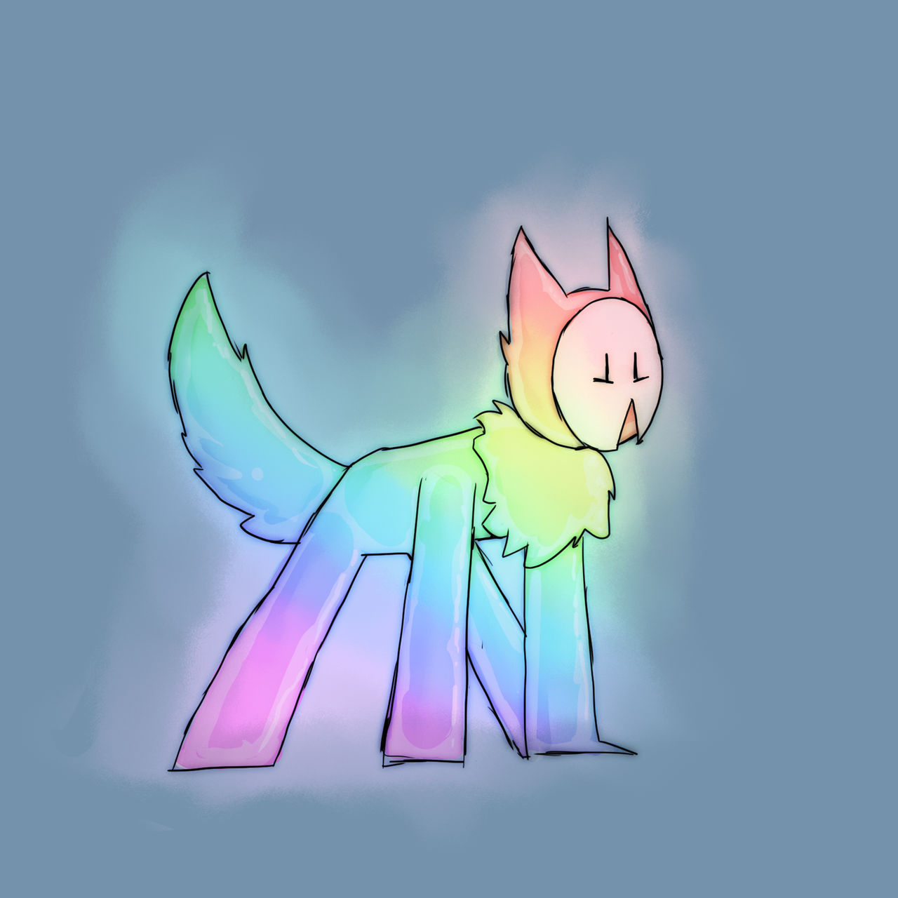 A rainbow pup from kaiju paradise in Roblox (art by me) : r/furry