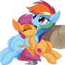 Rainbow Dash and Scootaloo Vector - Rainbow's Hug