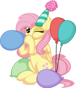 Fluttershy Vector - 45 Party Balloons